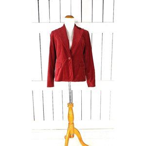 Valerie Stevens red velour velvet fitted blazer jacket